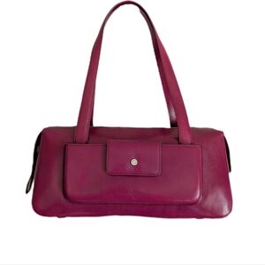 Monsac Original Y2K Burgundy Modern Chic Genuine Leather Baguette Shoulder Bag